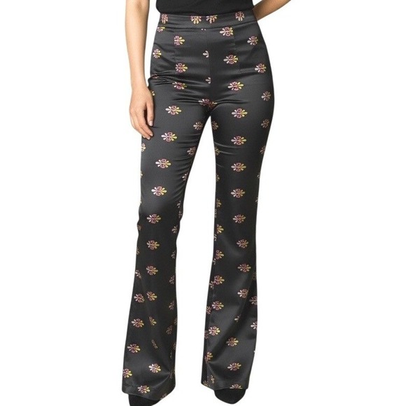 Cynthia Rowley Pants - Nathalie Jacquard Pant Cynthia Rowley Flare Pants‎ 2 Floral Satin High Rise Chic